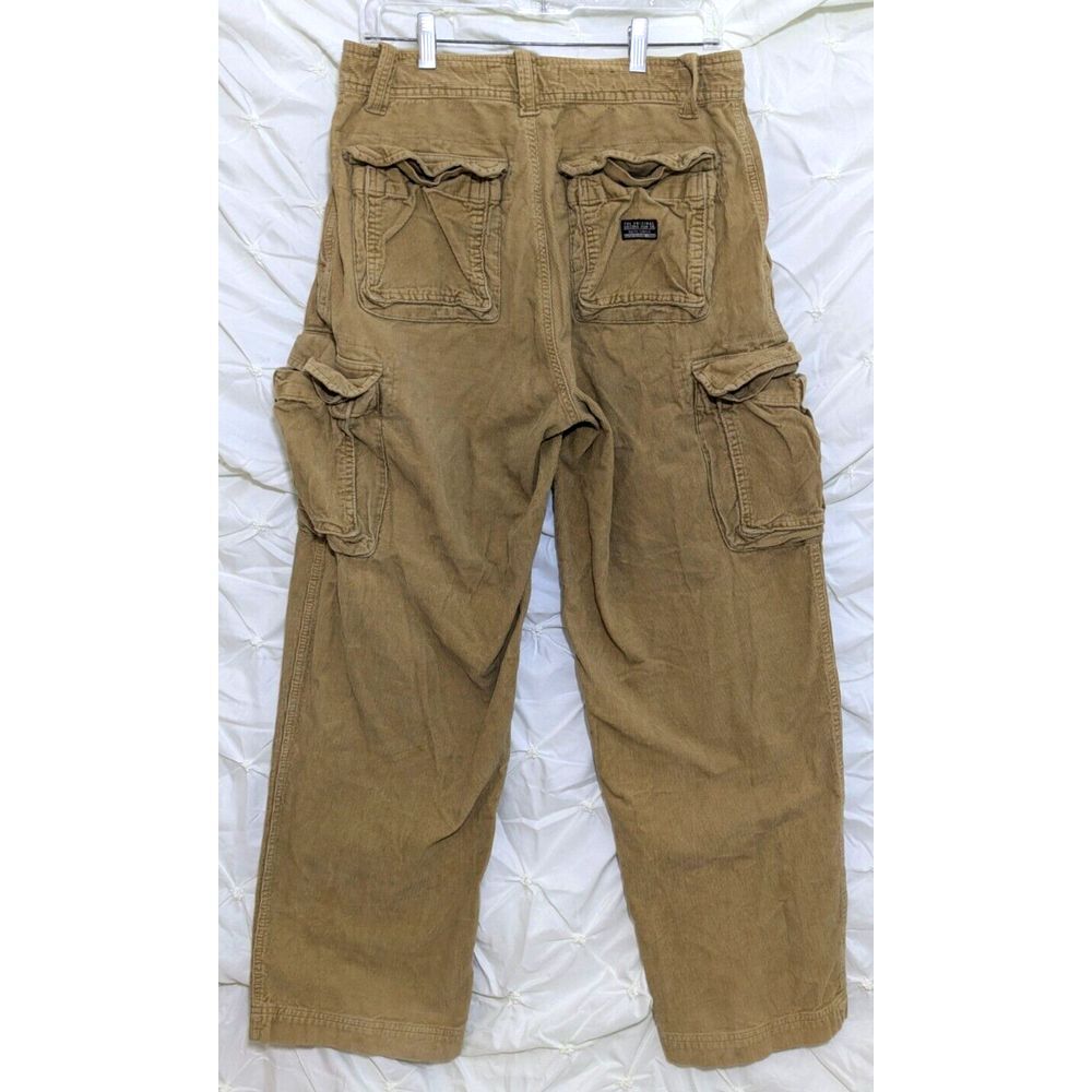 Vintage Y2K Baggy Loose Corduroy Khaki Cargo Pants Men's Size 32x29 Arizona Jean